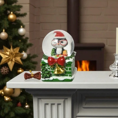 Afbeelding van Sneeuwbal Pinguïn met rode strik Schattige kerstdecoratie