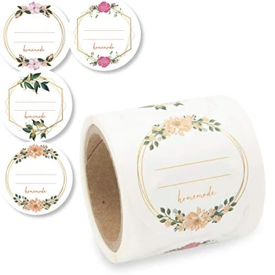 Afbeelding van Homemade Set van 100 zelfklevende etiketten voor jampotten, kruidenetiketten, rond, 5 cm diameter