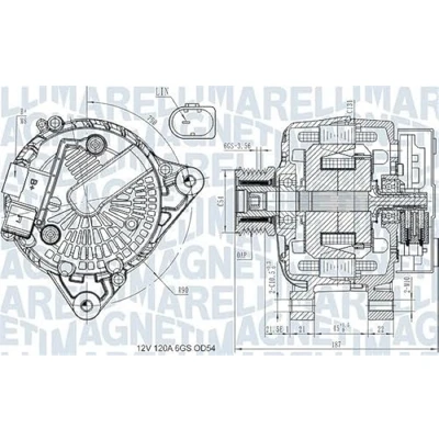 Afbeelding van MAGNETI MARELLI 063731545910 Dynamo / Alternator 12V 120A FORD: FIESTA 6, C Max 2, FOCUS 3