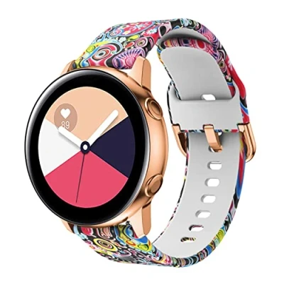 Afbeelding van Cadorabo Silicone bandje 22mm geschikt voor Samsung Galaxy Gear S3 / 2 in Print Design KLEURRIJKE VORMEN Vervangingsmanchet Huawei Watch GT Pro Ticwatch enz.
