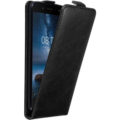 Afbeelding van Cadorabo Hoesje geschikt voor Nokia 8 2017 in ZWARTE NACHT Beschermhoes flip design Case Cover met magnetische sluiting