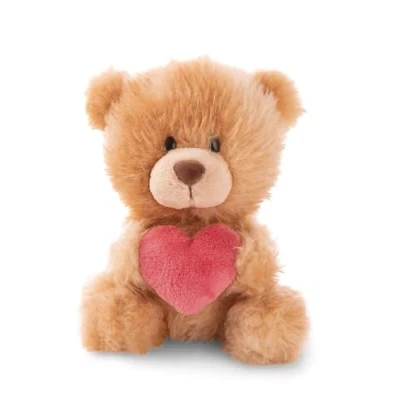 Afbeelding van Knuffelbeer met hart, 18 cm, lichtbruin, zacht pluche, schattig om te knuffelen en spelen, voor kinderen volwassenen, een geweldig cadeau idee 61559