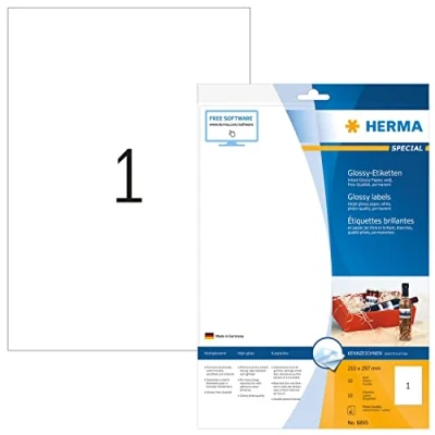 Afbeelding van Etiket HERMA 8895 210x297mm A4 glossy wit 10stuks