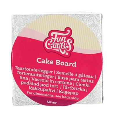 Afbeelding van FunCakes Cake Board Vierkant Zilver 10x10 cm Taartonderlegger Taartkarton