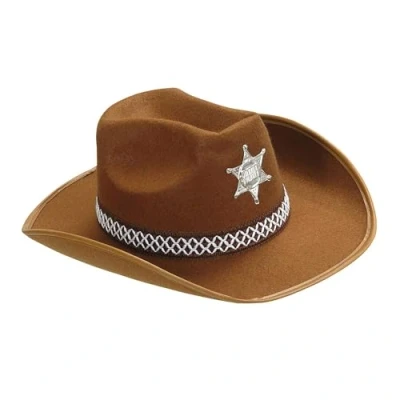 Afbeelding van WIDMANN MILANO PARTY FASHION Cowboyhoed met lint en ster, rodeo, ranger, sheriff, accessoire voor carnavalskostuums