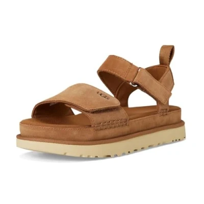 Afbeelding van UGG Goldenstar Sandalen met plateauzool, Dames, Maat: 41, Chestnut Veloursleer