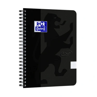Image de OXFORD Touch cahier à spirale A5 quadrillé 5mm 70 fls couverture en carton souple noir