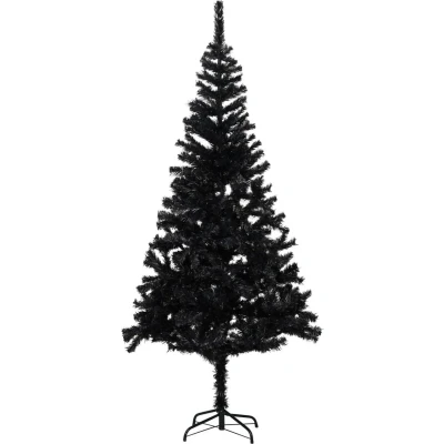 Afbeelding van Kunstkerstboom met standaard 180 cm PVC zwart
