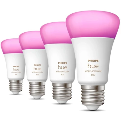 Afbeelding van Philips Lighting Hue LED lamp (4 stuks) 871951432840200 Energielabel: F (A G) White &amp; Col. Amb. E27 Viererpack 4x570lm 60W 9 W Warmwit tot koudwit