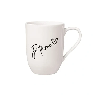 Afbeelding van Villeroy &amp; Boch mok met handvat &quot;Je t&#039;aime&quot; 11,5 x 8 10,5 cm, witte porseleinen 280 ml