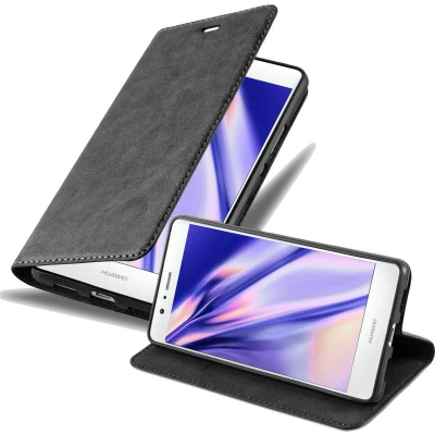 Afbeelding van Cadorabo Hoesje geschikt voor Huawei P9 LITE 2016 / G9 in ZWARTE NACHT Beschermhoes met magnetische sluiting, standfunctie en kaartvakje Book Case Cover Etui