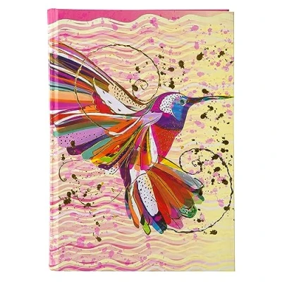 Afbeelding van goldbuch 64273 notitieboek met kolibrie bloem kolibrie, notitieboek, DIN A5, 200 blanco pagina&#039;s, bleekgeel, kunstdruk gouden reliëf en reliëf, roze/geel