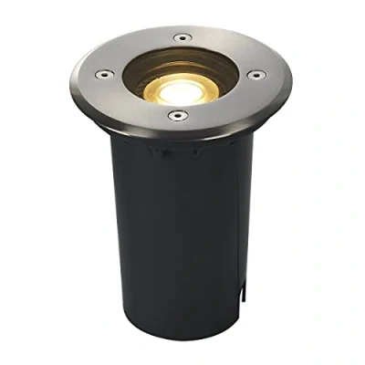 Image de Encastré de sol extérieur rond inox SLV SOLASTO, GU10/LED GU10 51mm, 6W max, IP67, collerette 304