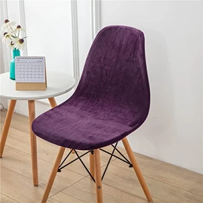 Afbeelding van Highdi Set van 1/2/4/6 Fluwelen Scandinavische stoelhoezen, Effen kleur hoezen voor eetkamerstoelen, stoelen zonder leuning de keuken, woonkamer, kantoor (Paars, 2 Stuks)