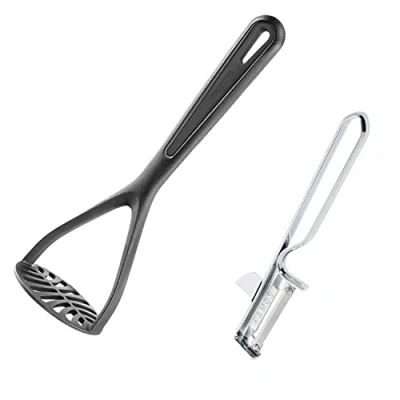 Afbeelding van Westmark Gentle aardappelstamper + Famos dunschiller, kunststof/roestvrij staal/staal, zwart/zilver, 286322E7