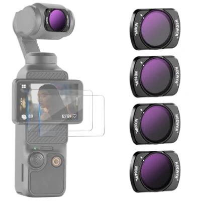 Afbeelding van Neewer 4 stuks ND/PL magnetische filters compatibel met DJI Osmo Pocket 3 Creator Combo Accessoires, Action Camera ND8/PL ND16/PL ND32/PL ND64/PL filterset 2 touchscreen beschermfolies