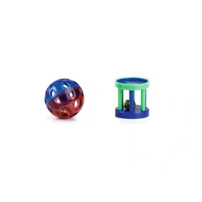 Afbeelding van Bz kattenspeeltje bal en roller met bel 2 stuks