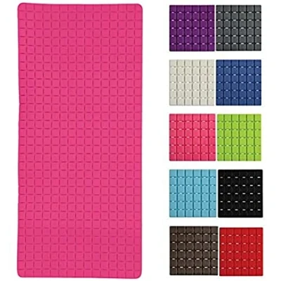 Afbeelding van MSV Douche/bad anti slip mat badkamer rubber fuchsia roze 76 x 36 cm met zuignappen