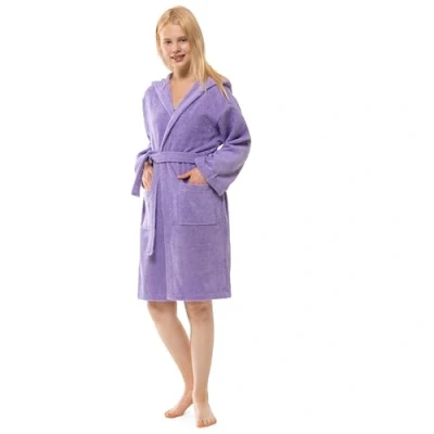 Afbeelding van Twinzen badjas voor jongeren, jongens en meisjes, met capuchon, 100% katoen, OekoTex, 13 14 jaar, paars, badstof, ultrazacht absorberend, Mauve