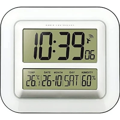 Afbeelding van WS 8006 draadloze wandklok met weergave van temperatuur en vochtigheid
