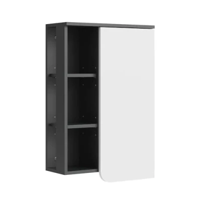 Afbeelding van Vicco KarenBadkamerkast 50 x 75 cm met deur en open vakken Antraciet/wit