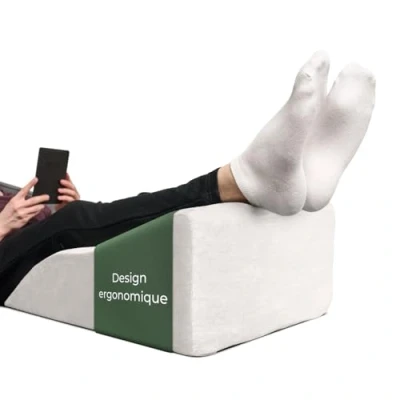 Afbeelding van Ergonomisch veneus kussen voor het optillen van de benen, steunkussen benen en knieën, ideaal als lymfatisch veneuze wig (wit, beenkussen)