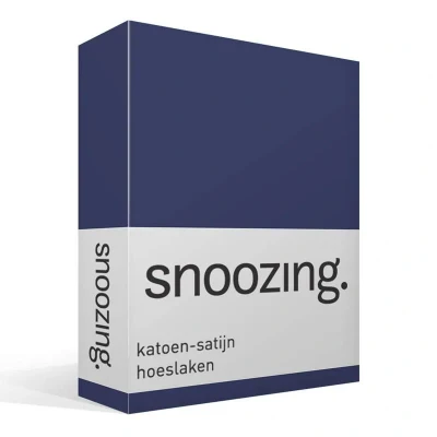 Afbeelding van Snoozing Katoen satijn Hoeslaken Eenpersoons 80x220 cm Navy