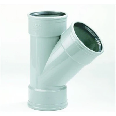 Afbeelding van Dyka T stuk 3x mof 45 manchetverbinding klasse 41 PVC grijs keurmerk BRL52100/BRL52200 110 x 110mm