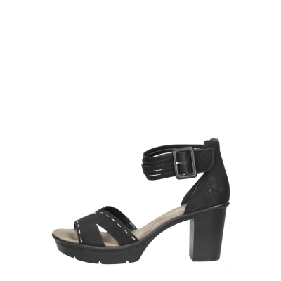 Afbeelding van Rieker Sandalen met hoge hak, Dames, Maat: 37, Schwarz Hoogwaardig imitatieleer