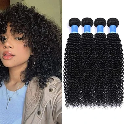 Afbeelding van RICHAIR Bundel Braziliaans Krulhaar 18 Inch, Menselijk Haar Bundels 4 Stuks, Natuurlijke Braziliaanse Strengen Zwart 50g/stk (totaal 200g)