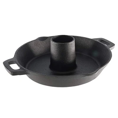 Afbeelding van gietijzeren kippenbraadpan Ø 30 cm IJzeren pan braadpan gevogeltehouder