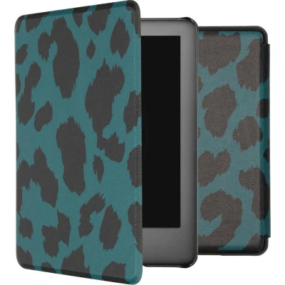 Afbeelding van iMoshion Ereader Cover / Hoesje Geschikt voor Amazon Kindle 10 Design Slim Hard Case Bookcase Groen Green Leopard