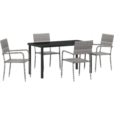 Afbeelding van vidaXL 5 Delige Tuinset Grijs Poly Rattan