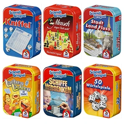 Afbeelding van Schmidt Bringsel Sea Battle/Lachen Lachen/Town, Country, River/Yahtzee/Ludo/50 Dice Game