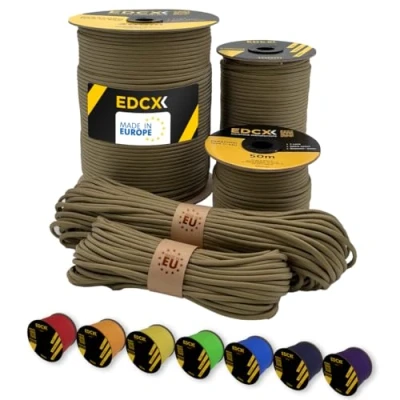 Afbeelding van EdcX 4 mm nylon paracord 550 (15, 30, 50, 100 en 300 m) type III, touw 100% nylon, met 7 strengen, in verschillende kleuren