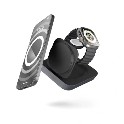 Image de Zens Pro 2 Support de chargement sans fil table chevet + adaptateur secteur 15 Watt noir