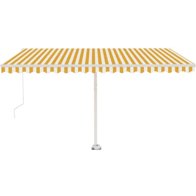 Afbeelding van vidaXL Luifel vrijstaand handmatig uittrekbaar 400x350 cm geel en wit