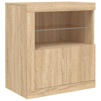 Image de vidaXL Buffet avec lumières LED chêne sonoma 60,5x37x67 cm836695