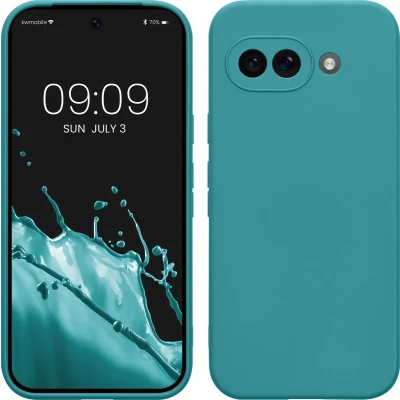 Afbeelding van kwmobile telefoonhoesje geschikt voor Google Pixel 9a Hoesje smartphone Precisie camera uitsnede In mat petrol