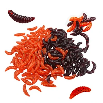 Afbeelding van Senven Kunstworm, biomimetische zachte siliconen aardworm kunstaas visworm simulatie rode wormen kunststof groen milieu sterke verleiding nep worm 200 stuks