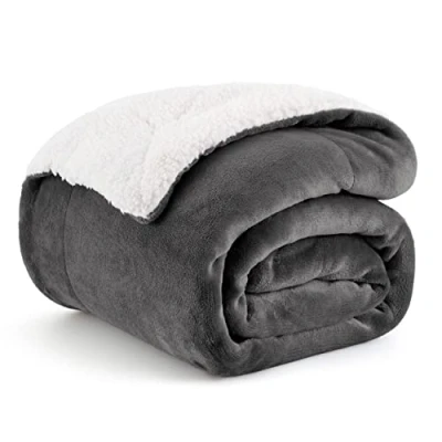 Afbeelding van Bedsure Bankdeken, fleecedeken, bankovertrek, sherpa deken voor 1 persoon, zacht en warm, Antraciet, 130 x 150 cm