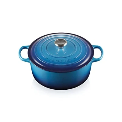 Image de Le Creuset Cocotte Signature en Fonte Émaillée avec Couvercle, Ø 28 cm, Ronde, 6.7 L, 6.125 kg, Azure, 21177282202430