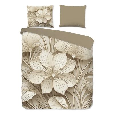 Afbeelding van Good morning Dekbedovertrek Artdeco nr.20118 zand 100% katoen 240x220 + 2 kussenslopen 60x70 Beige