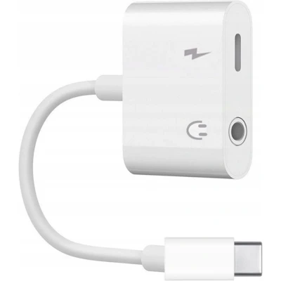 Afbeelding van Co2® Adapter Jack 3.5mm AUX naar USB C Kabel Snelladen DAC Wit