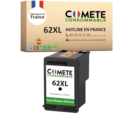 Image de COMETE 62XL 1 Cartouche d&#039;encre Compatibles HP sans puce Noir Marque française