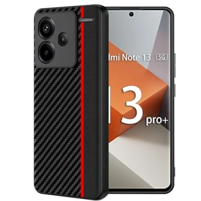 Afbeelding van FDHYFGDY Beschermhoes voor Xiaomi Redmi Note 13 Pro Plus 5G, extra dun, schokbestendig, krasbestendig, volledige camerabescherming (zwart en rood)