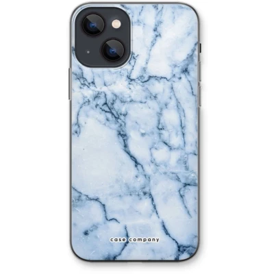 Afbeelding van Case Company® hoesje geschikt voor iPhone 13 mini Blauw marmer Soft Cover Telefoonhoesje Bescherming aan alle Kanten en Schermrand