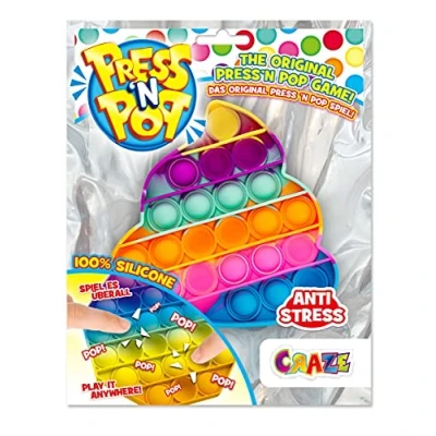 Afbeelding van CRAZE PressNPop Girly Pop it Fidget anti stress Toy Poo meerkleurig voor jongens, meisjes en volwassenen, 37218,