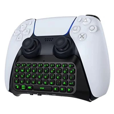 Afbeelding van MoKo Groen toetsenbord met achtergrondverlichting voor PS5 controller, draadloos mini Playstation 5 geïntegreerde luidspreker 3,5 mm jack berichten en chats,