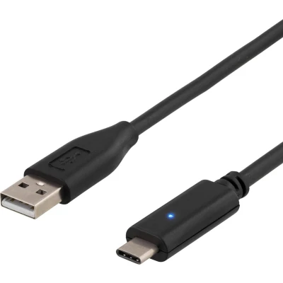 Afbeelding van Deltaco USBC 1006 USB C naar A kabel 480 MBps 2 meter Zwart